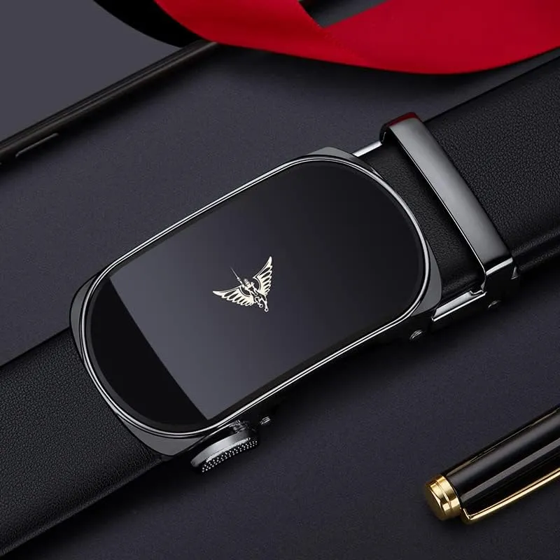 VANNANBA Leather Ratchet Belts for Men Automatic Buckle Casual Belt,with Gift Box