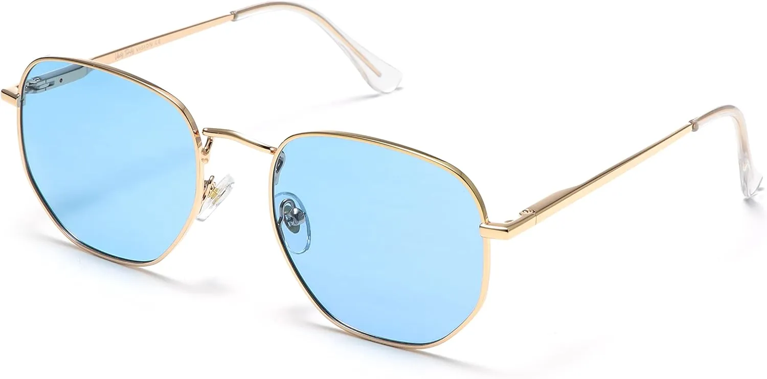 Veda Tinda Vision Sunglasses for Women Trendy Retro 70s 90s Womens Oval and Square Shades UV400 Protection with Glasses Chain