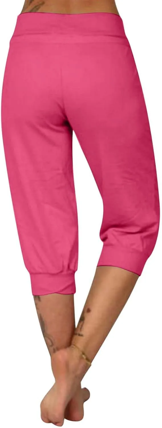 Wankang Sweatpants Capri Pants for Women Cropped Jogger Running Pants Lounge Loose Fit Drawstring Waist Trousers with Pockets
