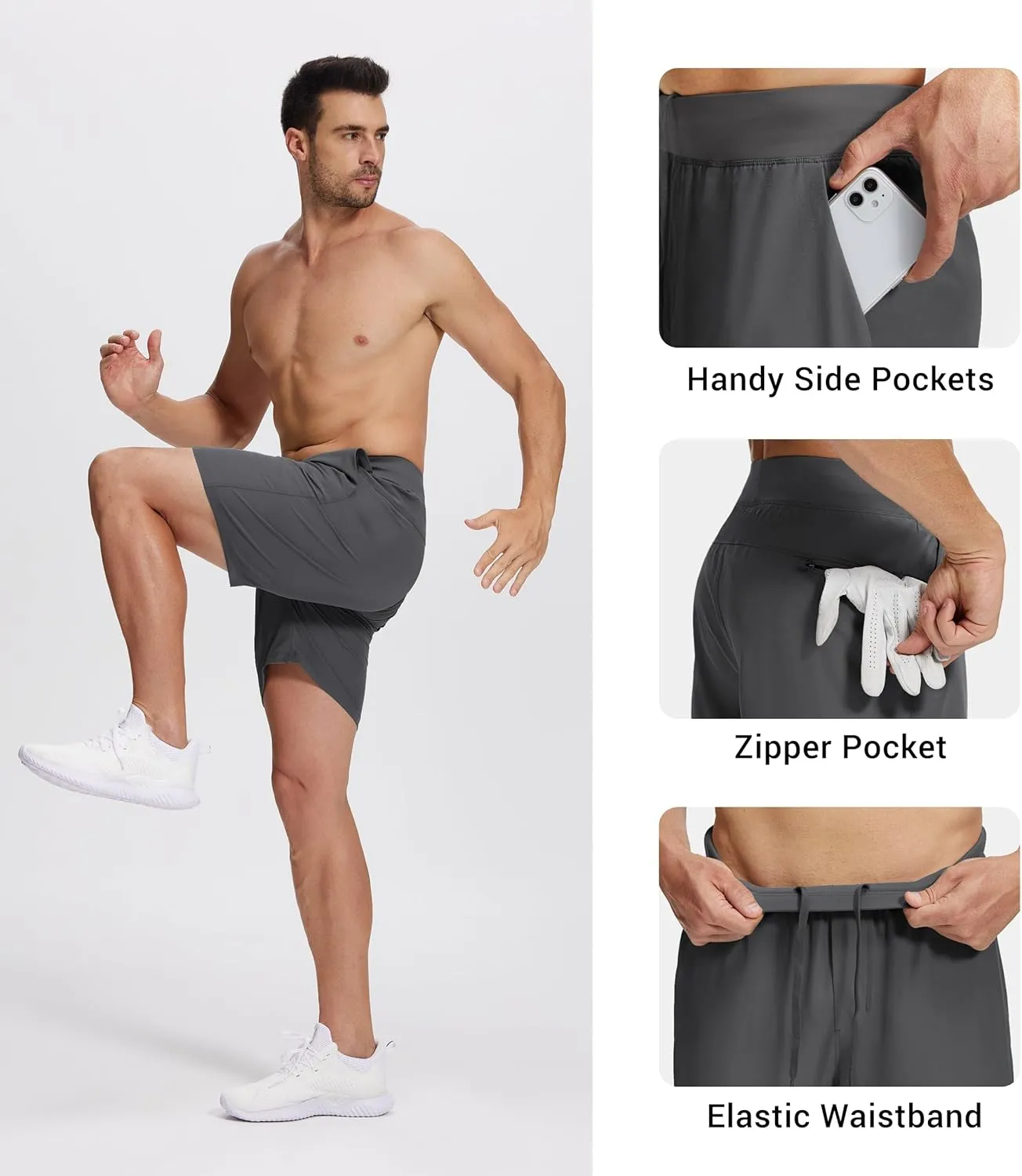 Willit Men's Athletic Shorts Quick Dry Running Workout Shorts Lightweight Hiking Gym Casual Shorts with Pockets 7"
