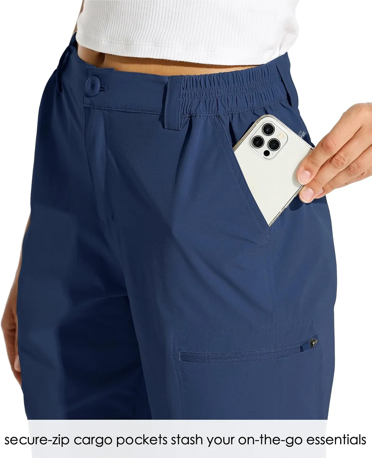 Willit Women's 10" Hiking Cargo Shorts Stretch Golf Active Long Shorts Quick Dry Outdoor Summer Shorts