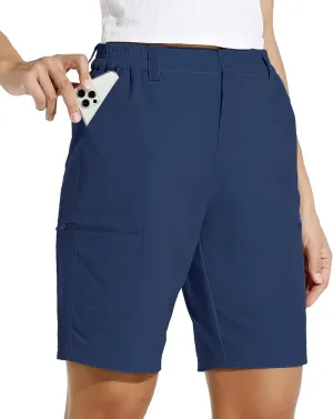 Willit Women's 10" Hiking Cargo Shorts Stretch Golf Active Long Shorts Quick Dry Outdoor Summer Shorts