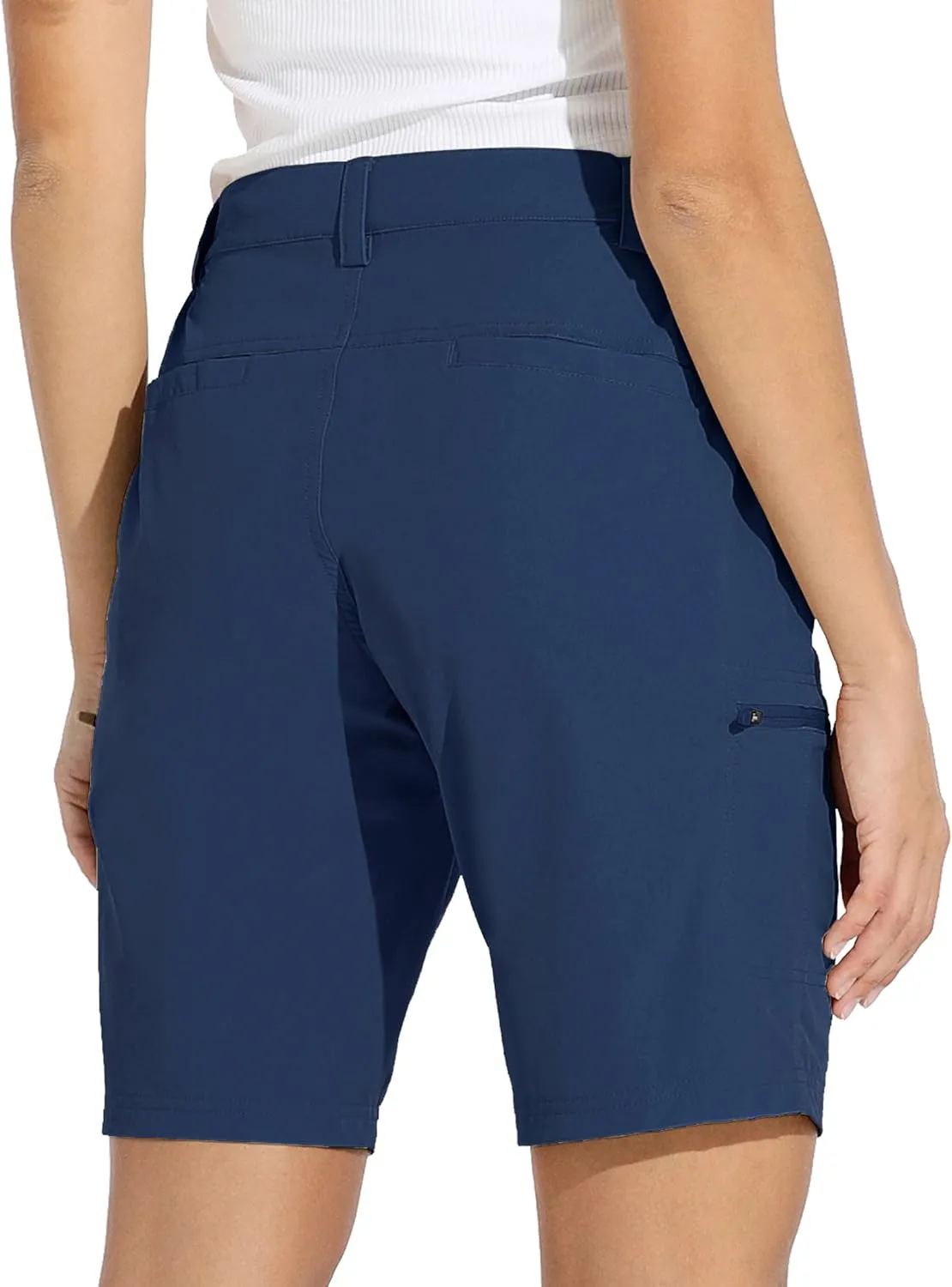 Willit Women's 10" Hiking Cargo Shorts Stretch Golf Active Long Shorts Quick Dry Outdoor Summer Shorts