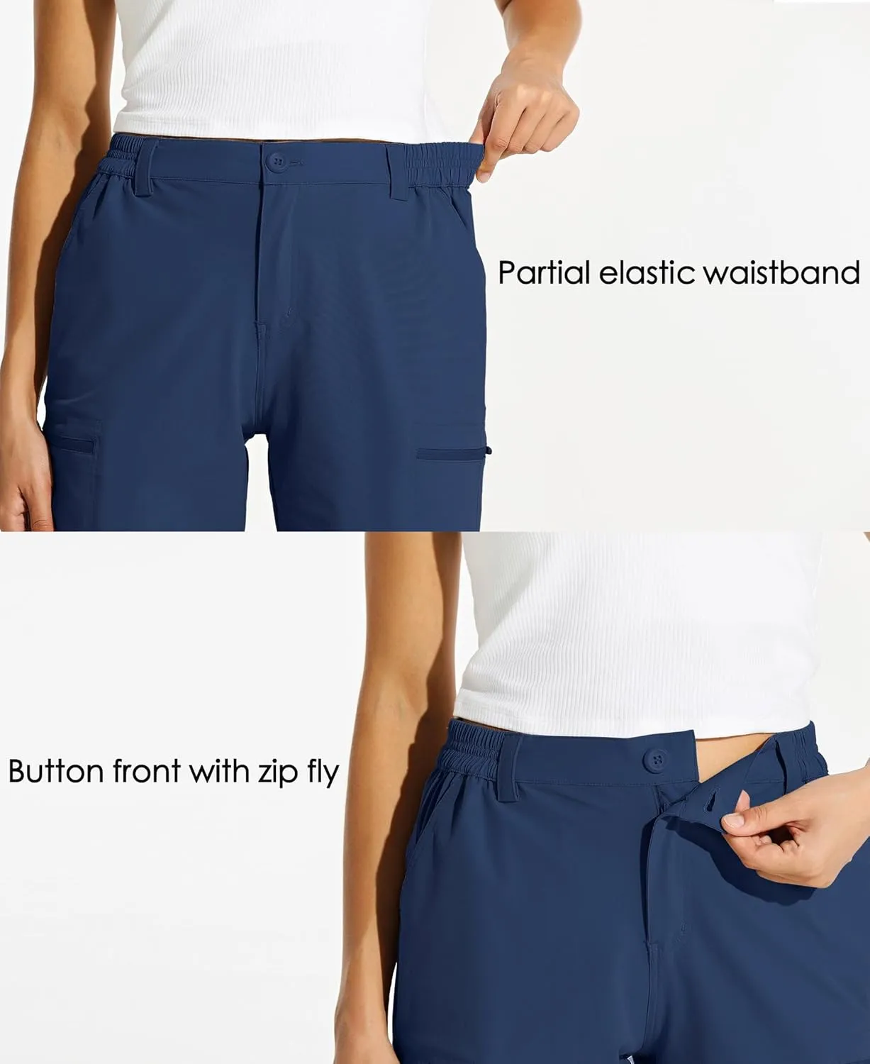 Willit Women's 10" Hiking Cargo Shorts Stretch Golf Active Long Shorts Quick Dry Outdoor Summer Shorts
