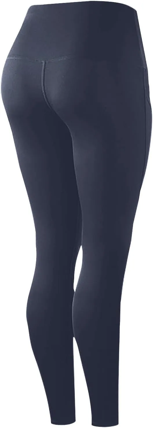 Wkishenl Women's High Waist Yoga Pants with Pockets, Tummy Control Workout Running Leggings Comfy Soft Solid Color Yoga Pants