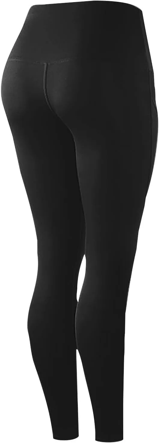 Wkishenl Women's High Waist Yoga Pants with Pockets, Tummy Control Workout Running Leggings Comfy Soft Solid Color Yoga Pants
