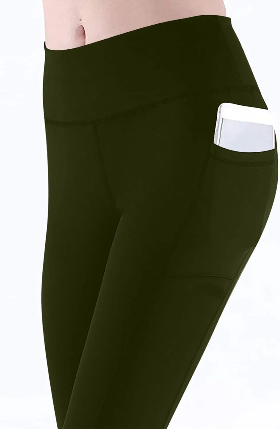 Wkishenl Women's High Waist Yoga Pants with Pockets, Tummy Control Workout Running Leggings Comfy Soft Solid Color Yoga Pants