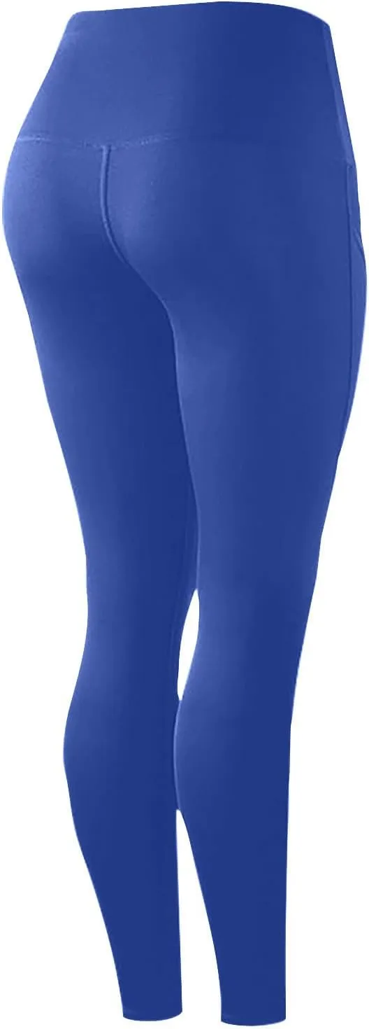 Wkishenl Women's High Waist Yoga Pants with Pockets, Tummy Control Workout Running Leggings Comfy Soft Solid Color Yoga Pants
