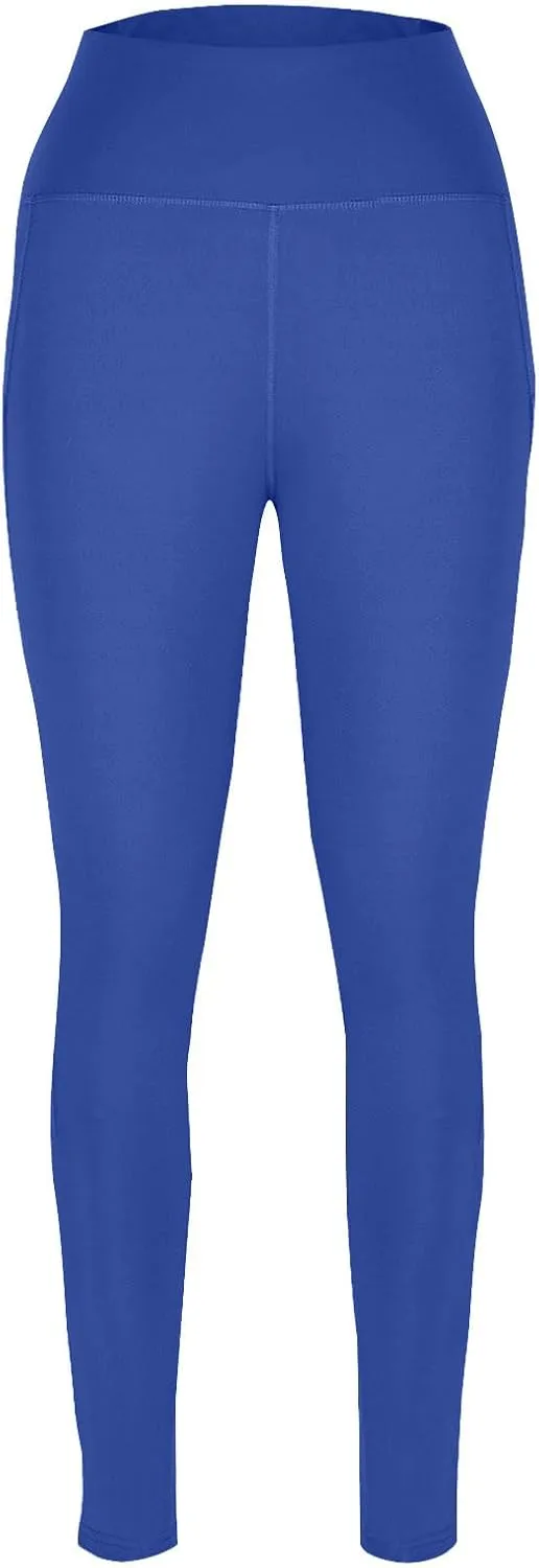 Wkishenl Women's High Waist Yoga Pants with Pockets, Tummy Control Workout Running Leggings Comfy Soft Solid Color Yoga Pants