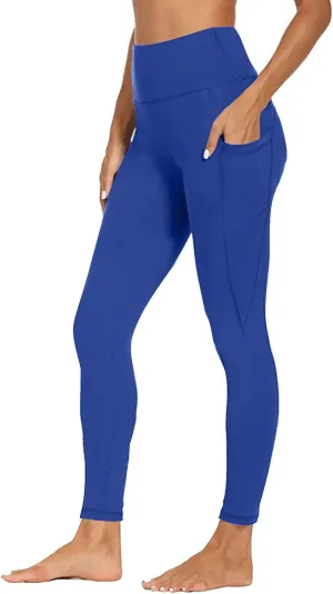 Wkishenl Women's High Waist Yoga Pants with Pockets, Tummy Control Workout Running Leggings Comfy Soft Solid Color Yoga Pants