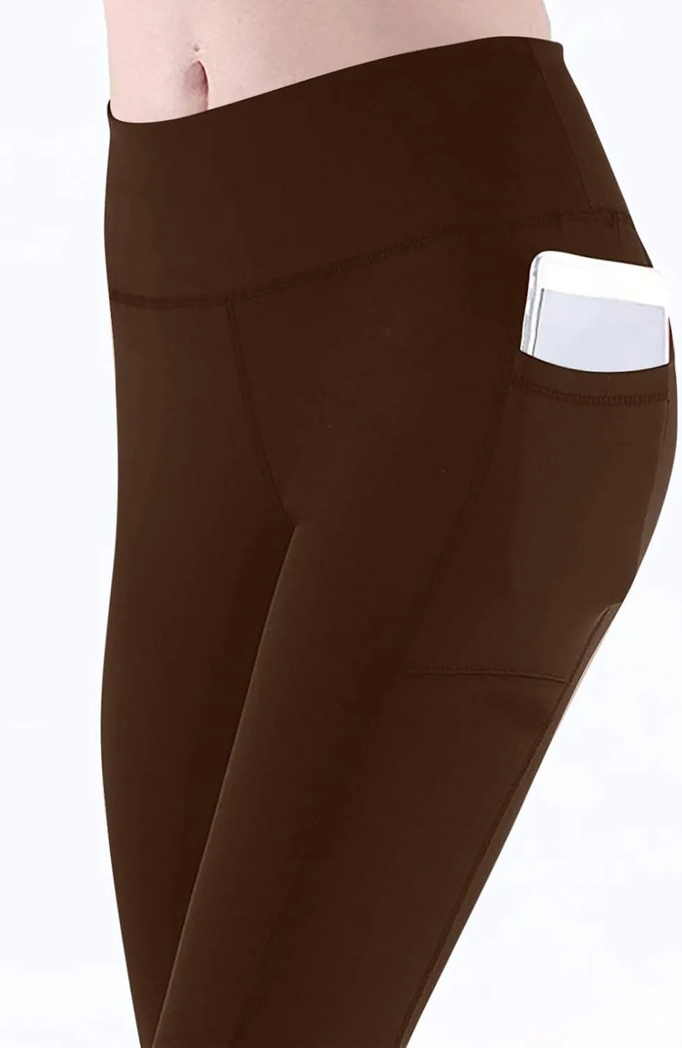 Wkishenl Women's High Waist Yoga Pants with Pockets, Tummy Control Workout Running Leggings Comfy Soft Solid Color Yoga Pants