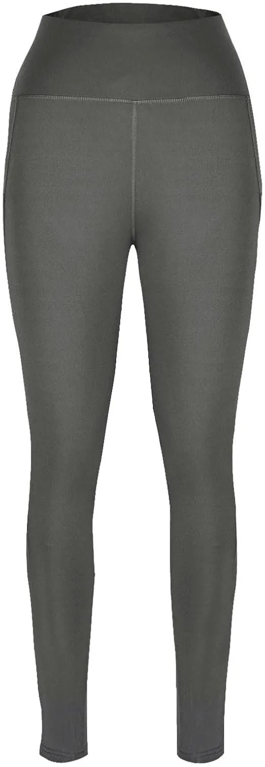 Wkishenl Women's High Waist Yoga Pants with Pockets, Tummy Control Workout Running Leggings Comfy Soft Solid Color Yoga Pants