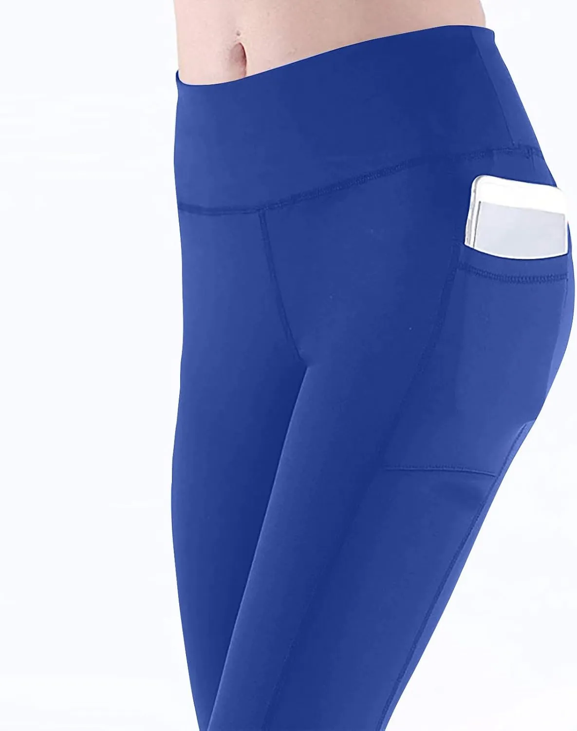 Wkishenl Women's High Waist Yoga Pants with Pockets, Tummy Control Workout Running Leggings Comfy Soft Solid Color Yoga Pants