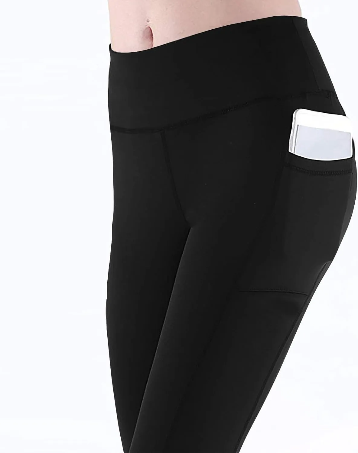 Wkishenl Women's High Waist Yoga Pants with Pockets, Tummy Control Workout Running Leggings Comfy Soft Solid Color Yoga Pants