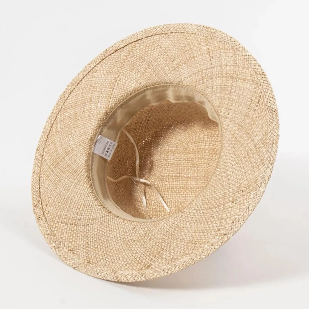 Women Boater Sun Hat Wide Brim Woven Sun Hat Trimmed with Ribbon UPF 50  Sun Protection Summer Vacation Beach Straw Hat