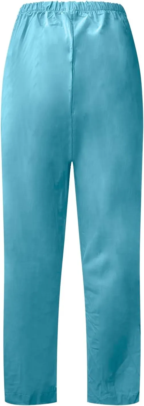 Women Capri Pants for Summer Casual Cotton Linen Plus Size Capris Loose Fitting Soft Cropped Pants with Pockets
