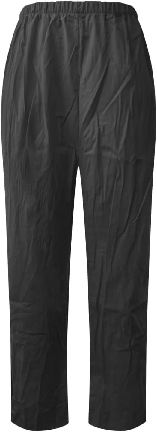 Women Capri Pants for Summer Casual Cotton Linen Plus Size Capris Loose Fitting Soft Cropped Pants with Pockets
