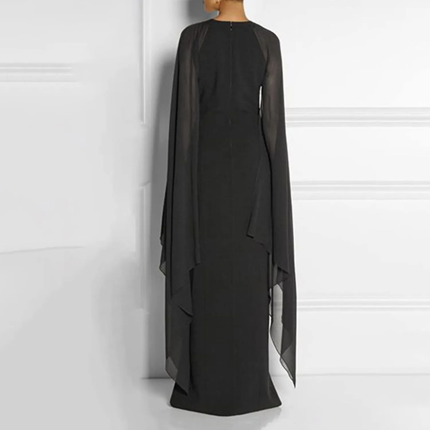 Women Elegant High Split Flare Sleeve Formal Evening Gown Maxi Dress 2025 Trendy Sexy Cocktail Party Flowy Long Dress