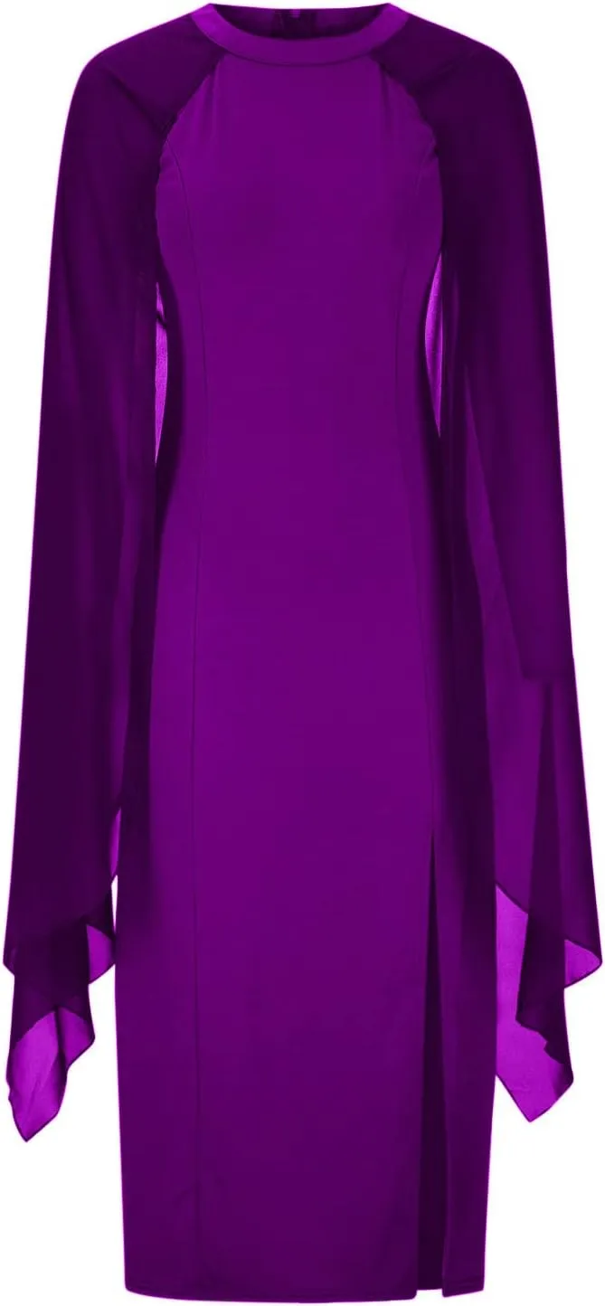 Women Elegant High Split Flare Sleeve Formal Evening Gown Maxi Dress 2025 Trendy Sexy Cocktail Party Flowy Long Dress