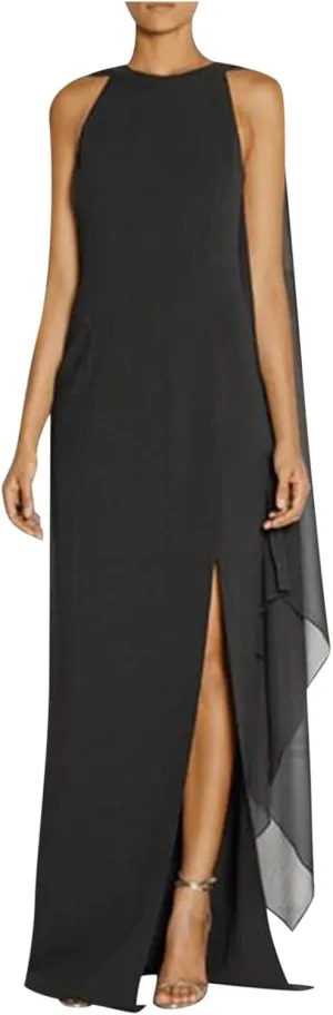 Women Elegant High Split Flare Sleeve Formal Evening Gown Maxi Dress 2025 Trendy Sexy Cocktail Party Flowy Long Dress