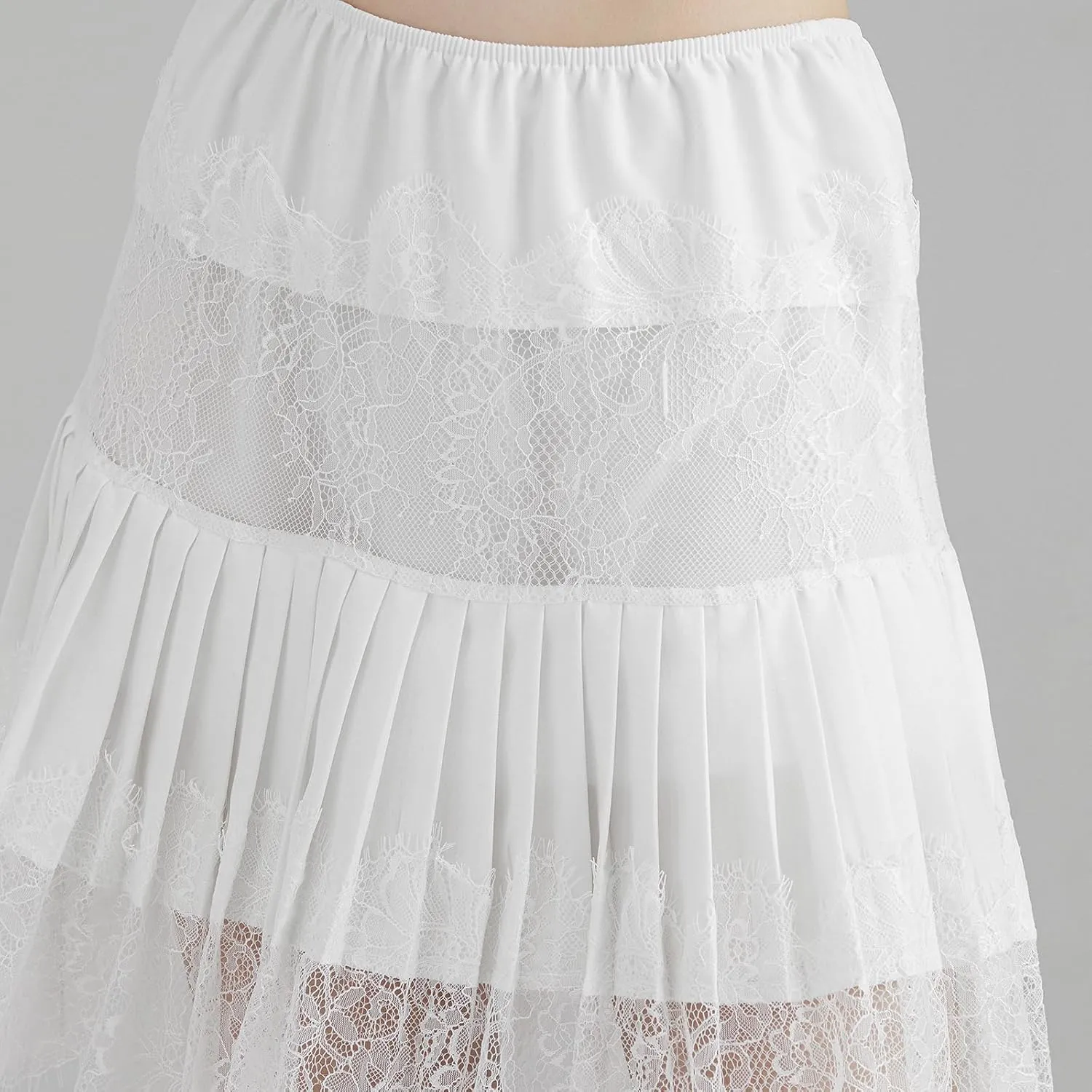 Women Lace Trim Slip Skirt Y2K Pleated Ruffle Mini Skirt Summer Floral Lace Tiered Short Skirts Underskirt