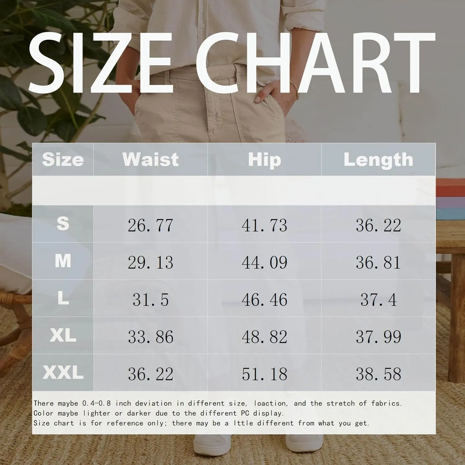 Women Linen Pants Casual Wide Leg Cropped Pants Dressy Pants with Pocket Plus Size Summer Loose Business Ankle Pants