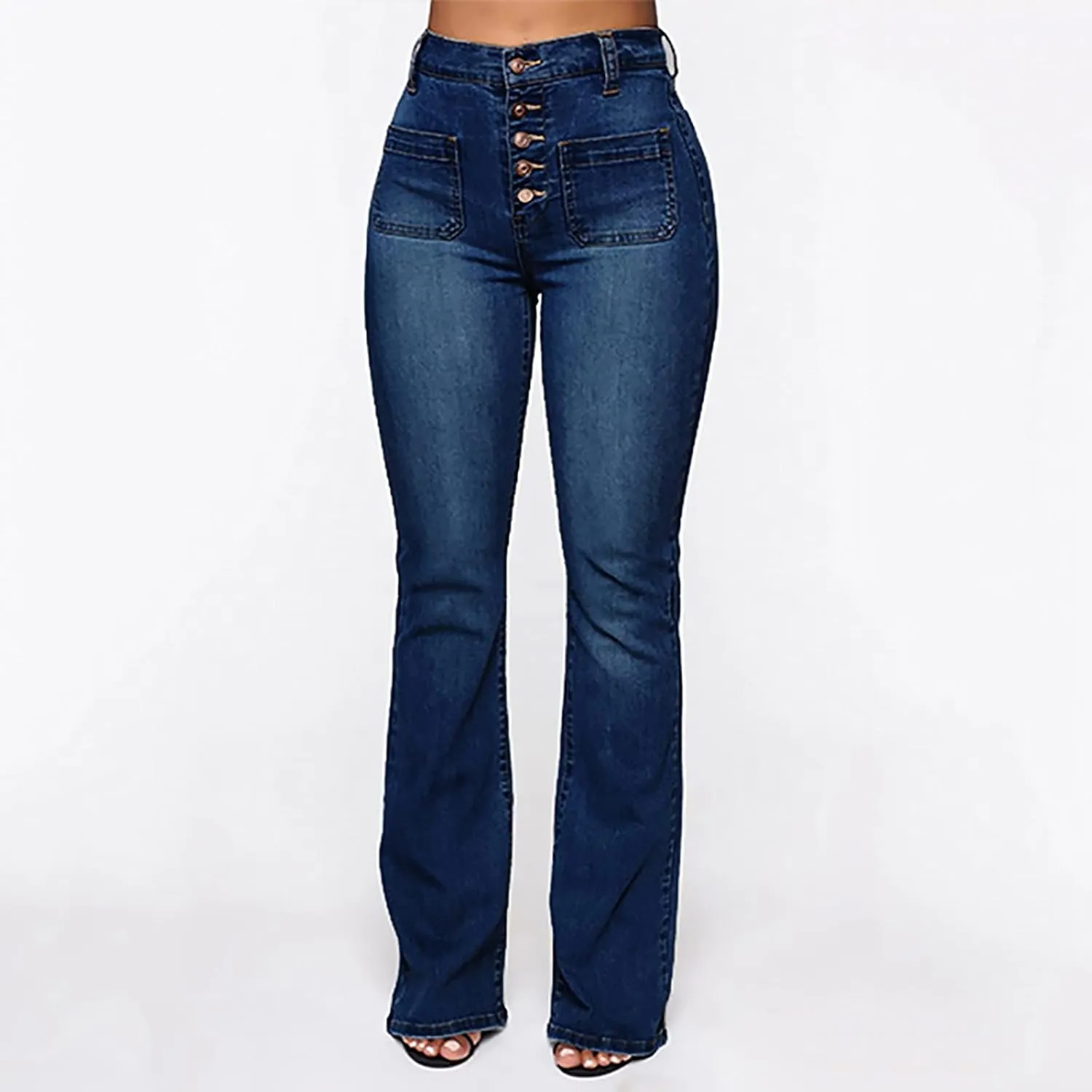 Women Sexy Curvy Slim Fit Butt Lifting Denim Skinny Jeans Flare Bell Bottom Jeans Available in Large Sizes