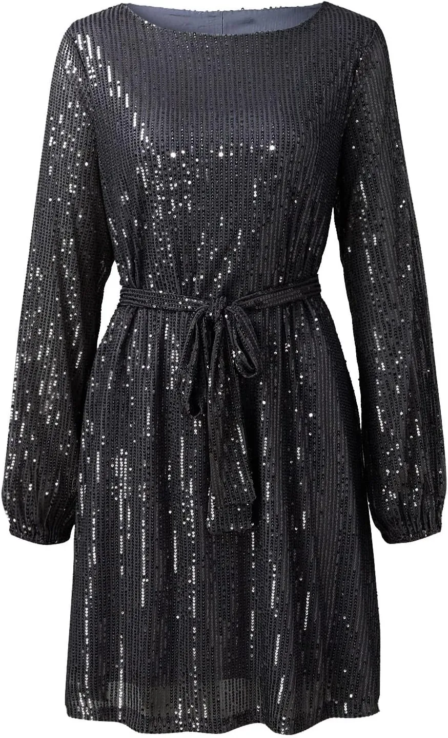 Women Sexy Sequin Dresses Long Sleeve Sparkly Glitter Ruched Bodycon Dress Party Night Out Club Dresses