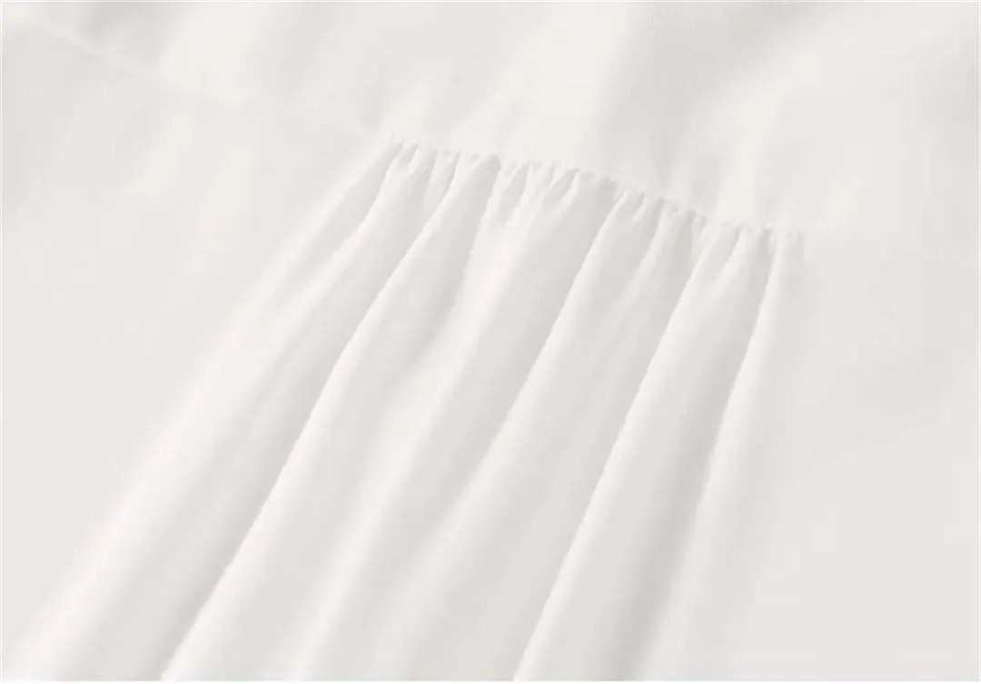Women Straight Ribbon Shirts Chiffon Casual Solid Blouse Puff Sleeve Commute Office Lady Tops