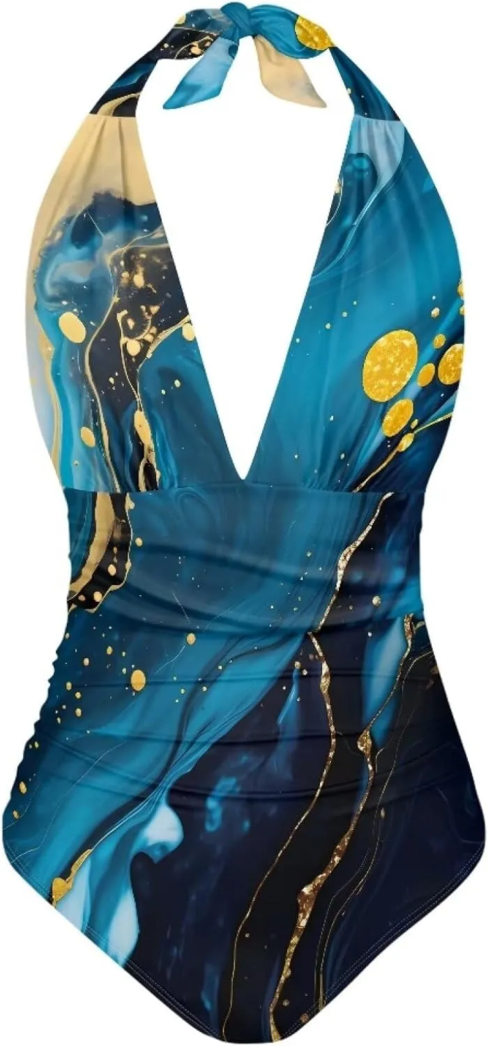 Women Swimsuit One Piece Tummy Control Wrapped Bathing Suit with Full Coverage