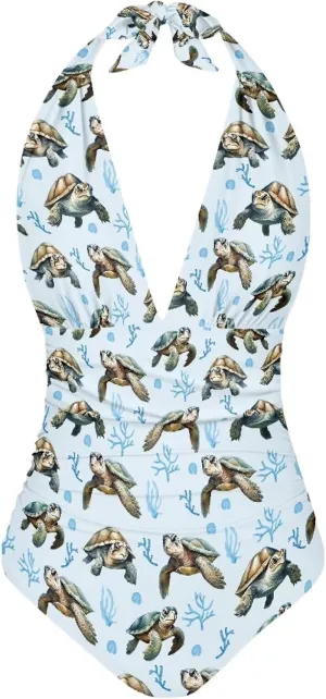 Women Swimsuit One Piece Tummy Control Wrapped Bathing Suit with Full Coverage