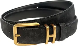 Womens Belt for Jeans Genuine Suede Leather Belt，Womens Skinny Belts for Pants Dresses