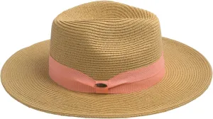 Women's Braided Brim Sun Hat with Ribbon