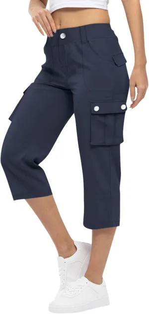 Womens Cargo Capris Hiking Pants Lightweight Loose Fit Casual Capri Pants Dressy Athletic Trousers Cropped