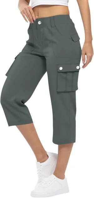 Womens Cargo Capris Hiking Pants Lightweight Loose Fit Casual Capri Pants Dressy Athletic Trousers Cropped
