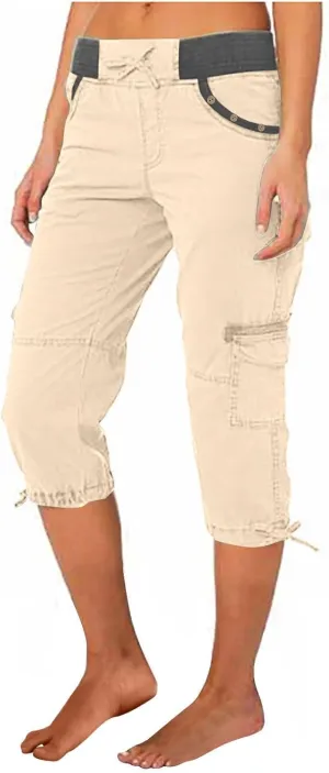 Women's Cargo Capris Pants with 6 Pockets Lightweight Quick Dry Travel Hiking Summer Pants Casual Cargo Capris