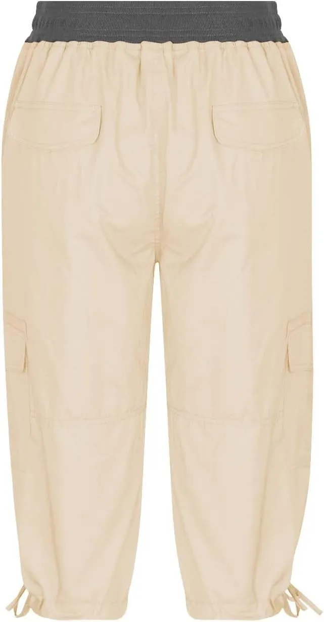 Women's Cargo Capris Pants with 6 Pockets Lightweight Quick Dry Travel Hiking Summer Pants Casual Cargo Capris