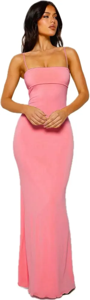 Women's Cutout Backless Maxi Dress Sexy Sleeveless Tight Slip Spaghetti Strap Long Dresses