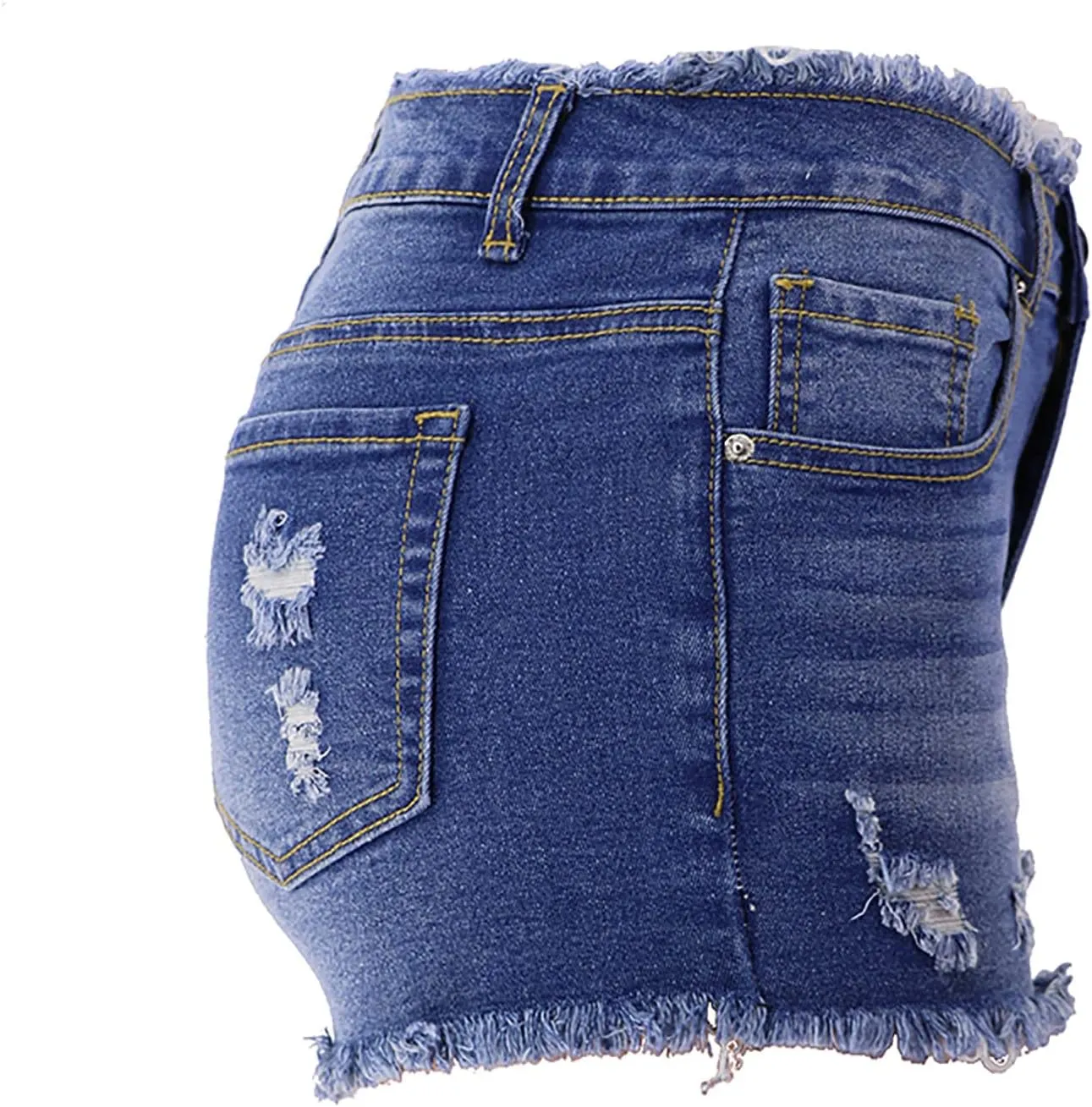 Women's Denim Shorts Hot Shorts Summer Casual High Waisted Raw Hem Stretchy Distressed Ripped Shorts with Pockets