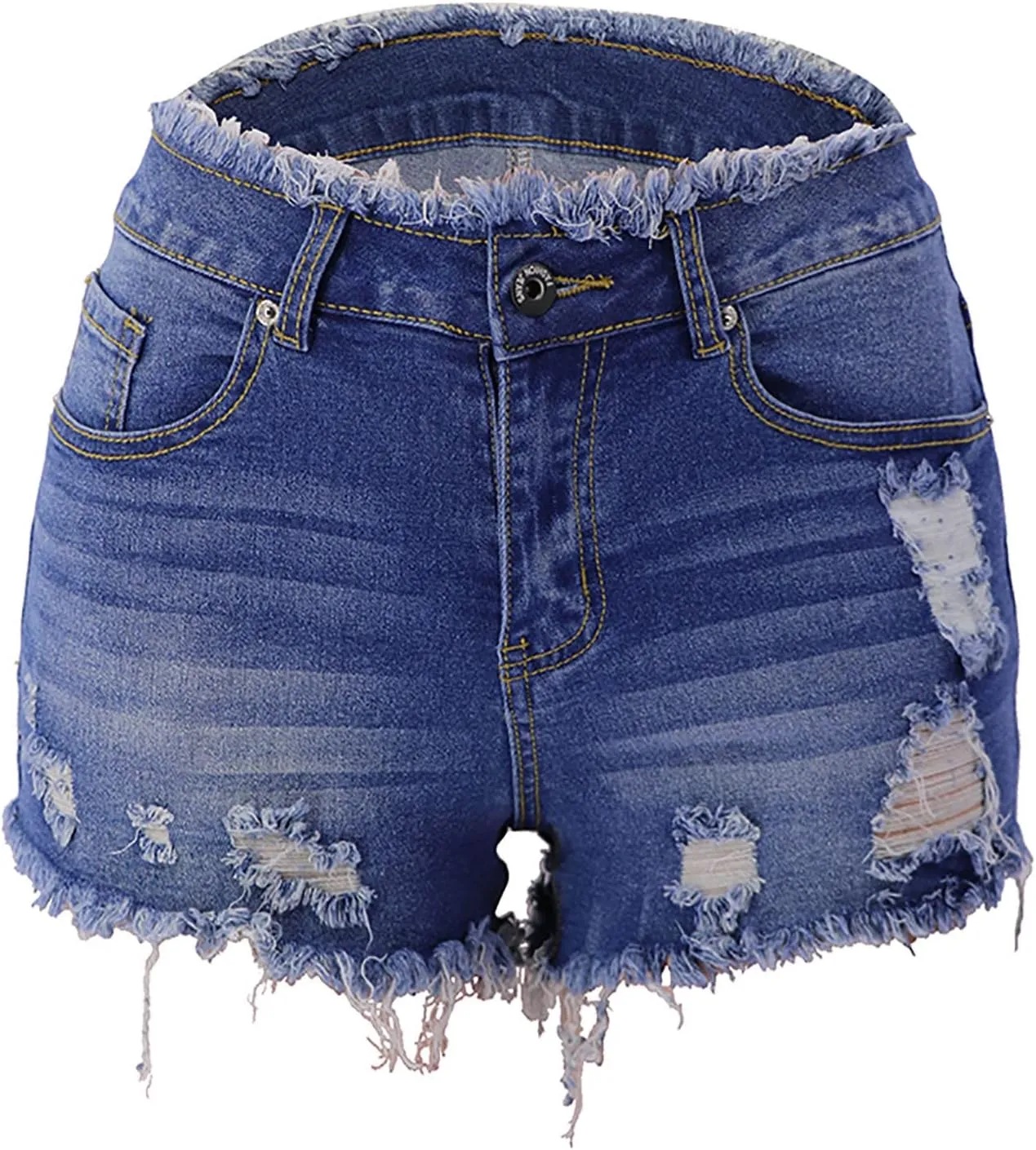 Women's Denim Shorts Hot Shorts Summer Casual High Waisted Raw Hem Stretchy Distressed Ripped Shorts with Pockets