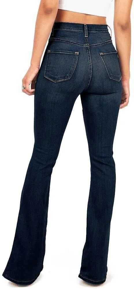 Womens High Waist Jeans Slim Fit Elastic Long Pants Streetwear and Workout Flare Trousers Autumn Winter Capri Jeans