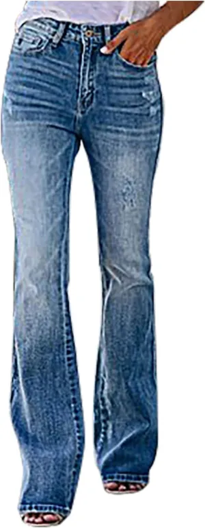 Womens High Waisted Jeans Fashion Casual Stretch Bootcut Denim Pants Slim Fit Ripped Pant Flare Bell Bottom Jeans