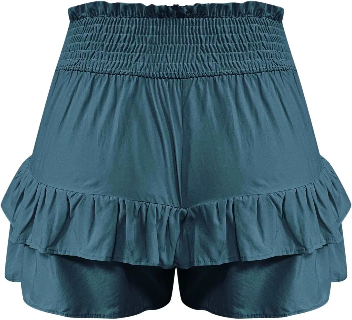 Women's High Waisted Ruffle Shorts Floral Pleated Hem Workout Shorts Baggy Summer Casual Cute Beach Shorts