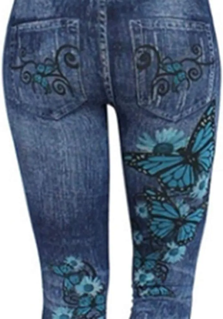 Women's Hole Ripped Capri Jeans Pants High Waisted Casual Ripped Skinny Slim Fit Stretch Denim Capri Jeans