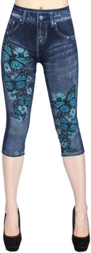 Women's Hole Ripped Capri Jeans Pants High Waisted Casual Ripped Skinny Slim Fit Stretch Denim Capri Jeans