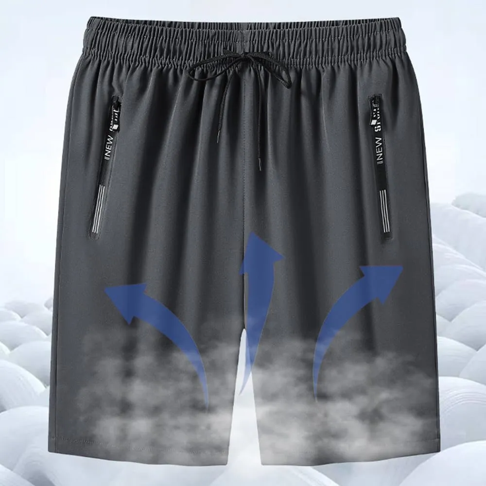 Women's Ice Silk Quick-Dry Stretch Shorts, with Zipper Pockets, Breathable Running & Workout Shorts