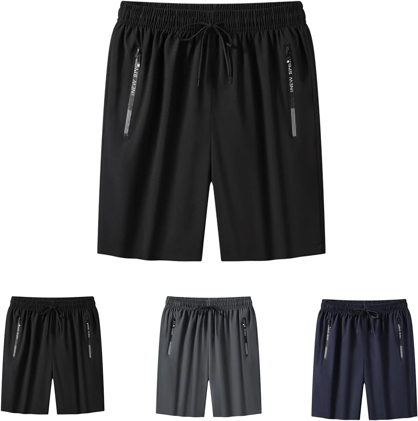 Women's Ice Silk Quick-Dry Stretch Shorts, with Zipper Pockets, Breathable Running & Workout Shorts