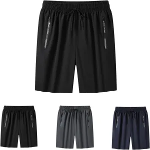 Women's Ice Silk Quick-Dry Stretch Shorts, with Zipper Pockets, Breathable Running & Workout Shorts