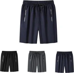 Women's Ice Silk Quick-Dry Stretch Shorts, with Zipper Pockets, Breathable Running & Workout Shorts