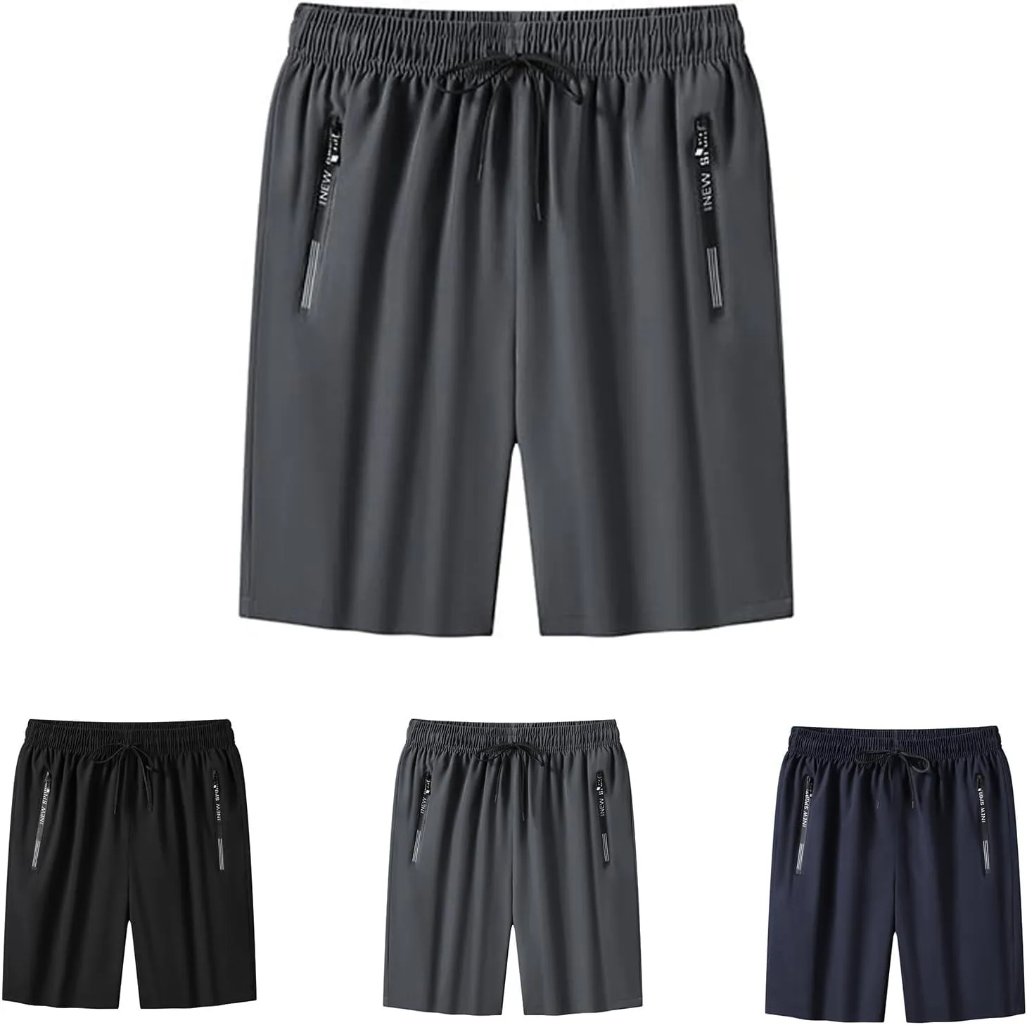 Women's Ice Silk Quick-Dry Stretch Shorts, with Zipper Pockets, Breathable Running & Workout Shorts